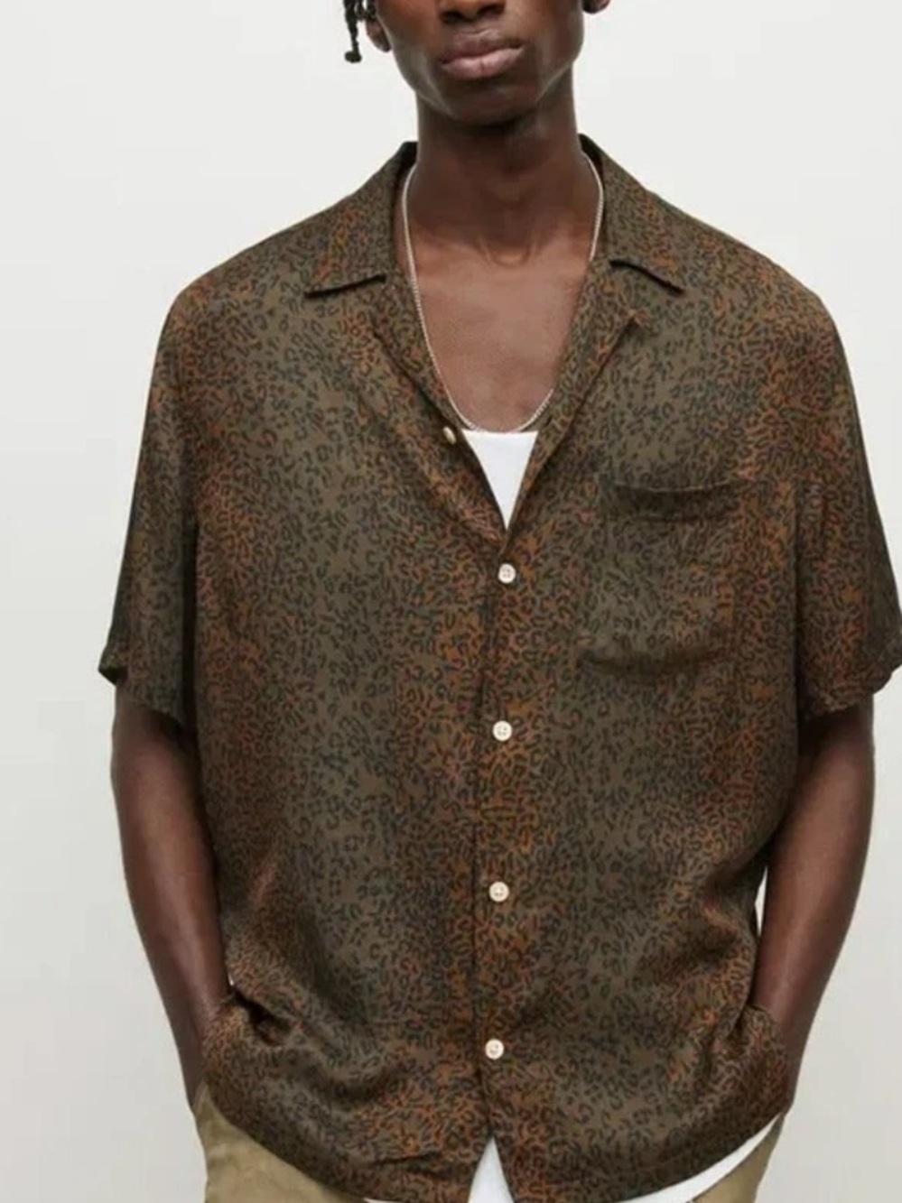 All Saints Leopard Button Down